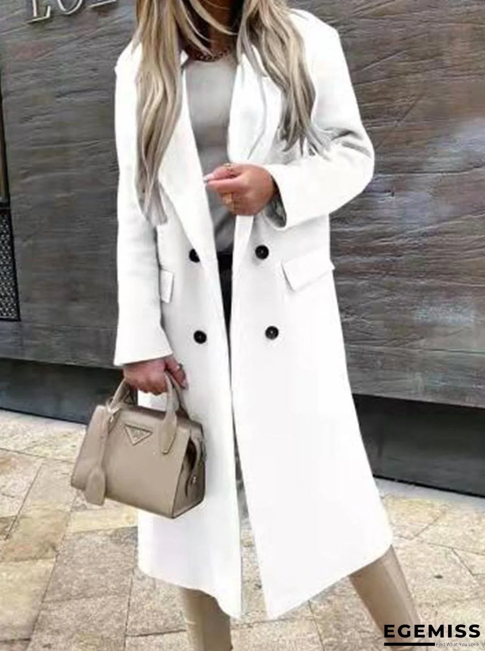 Fashion Casual Plain Lapel Woolen Coat | EGEMISS