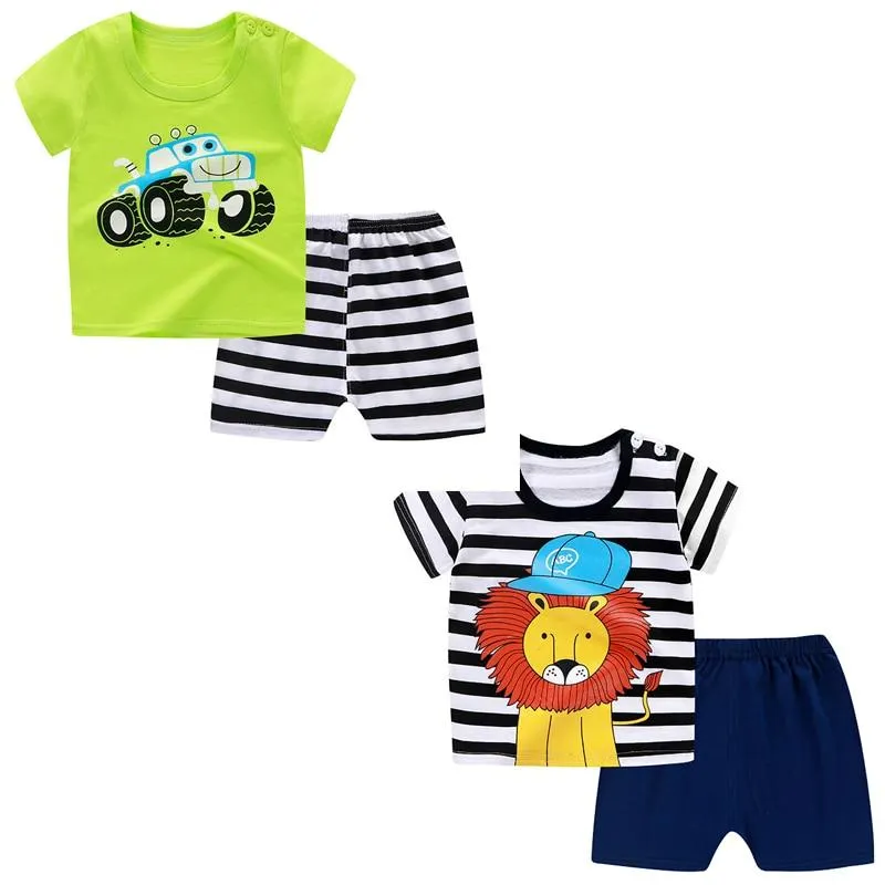 Boys Clothes Cute Summer Suit for Baby Boy T-Shirt + Shorts Cotton Infant Boy Suits Light Thin Children Kids Clothes Short