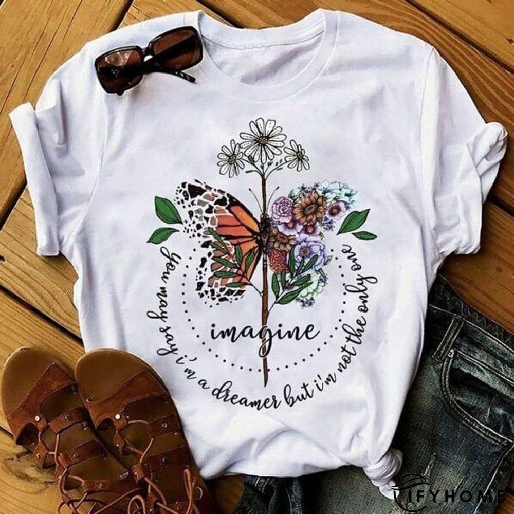 Print Casual Short Sleeve Modal T-shirt & Top | IFYHOME