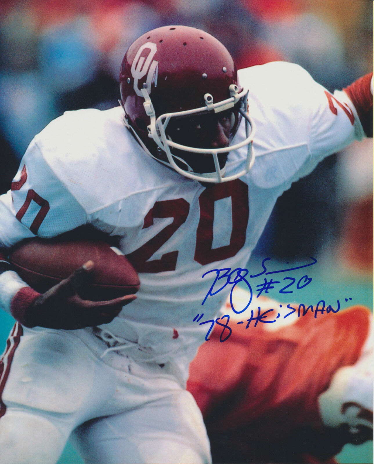 Billy Sims autographed Color 8x10 Oklahoma Sooners OU#2