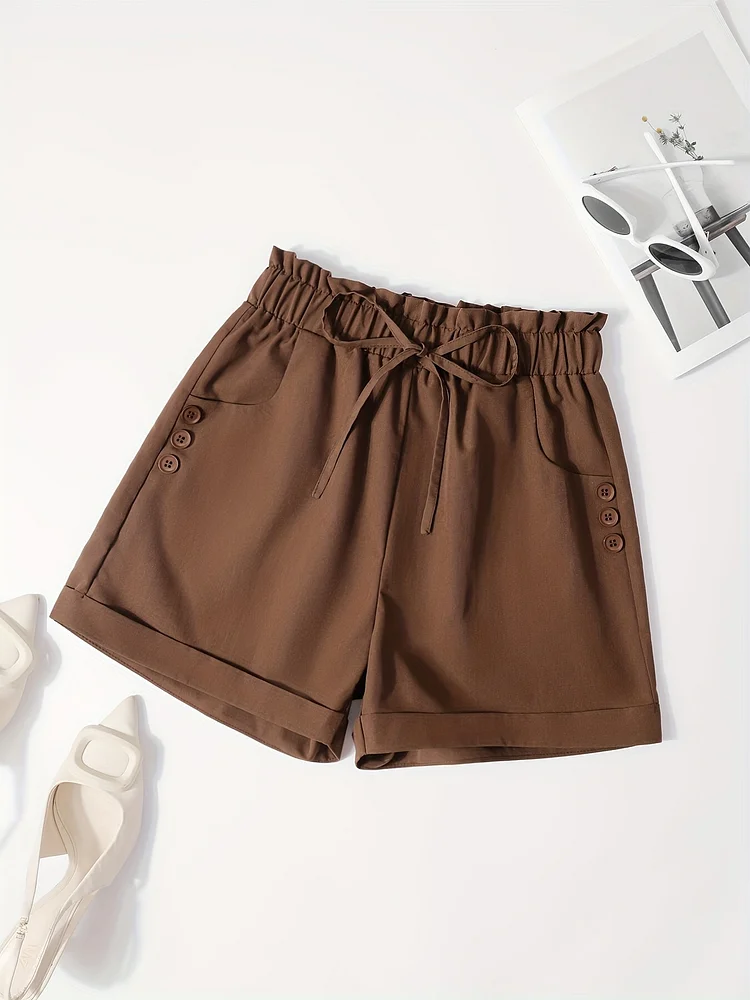 Side Seam Decorative Button Short
