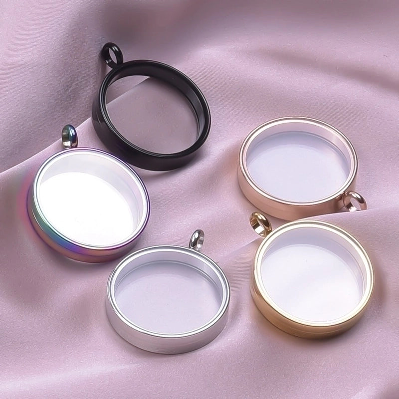 2 Pieces 304 Stainless Steel 18K Gold Plated Circle Solid Color Polished Pendant