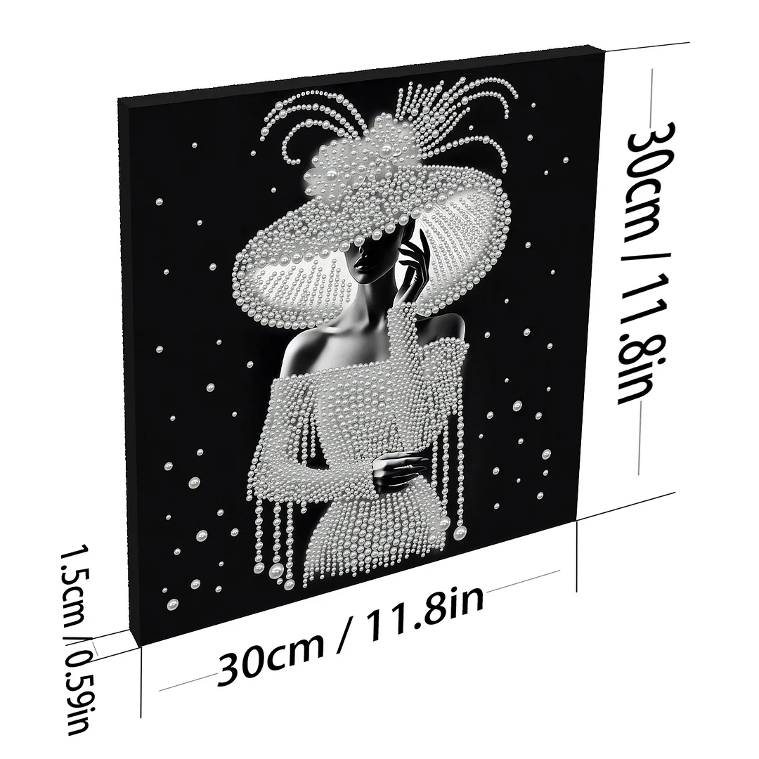 Elegant Lady - DIY Pearl Diamond Art Kit With Frame 30*30cm