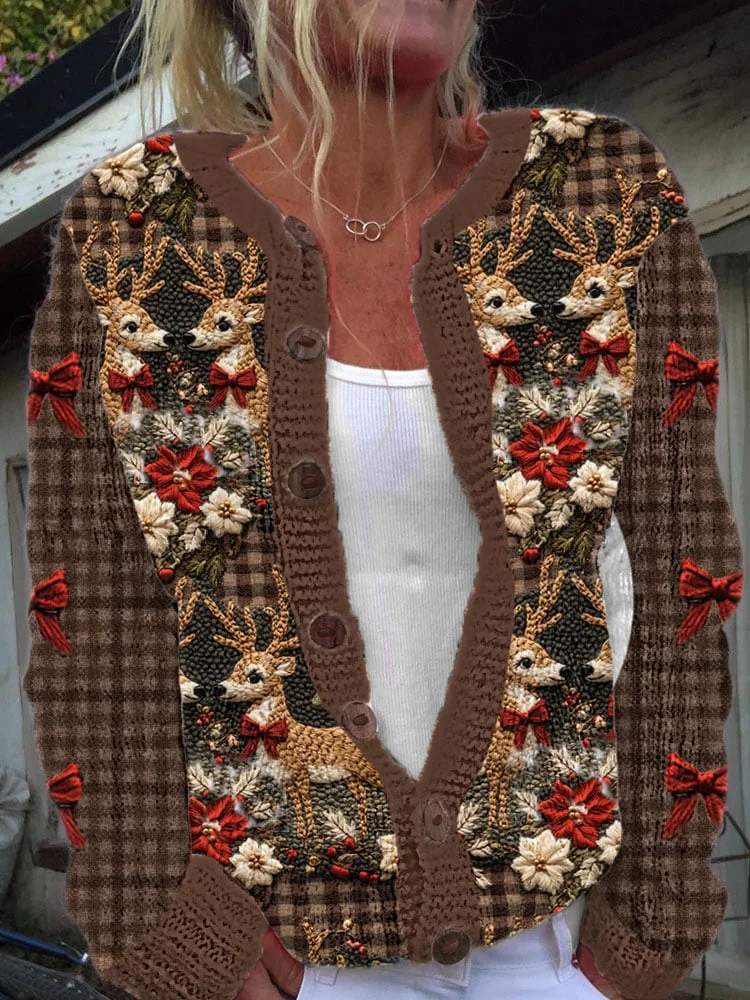 Women's Christmas Elk Knit Cardigan