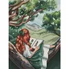 Girl With Back View-14CT Stamped Cross Stitch 29*37cm/11.42*14.57in tapestrymarket