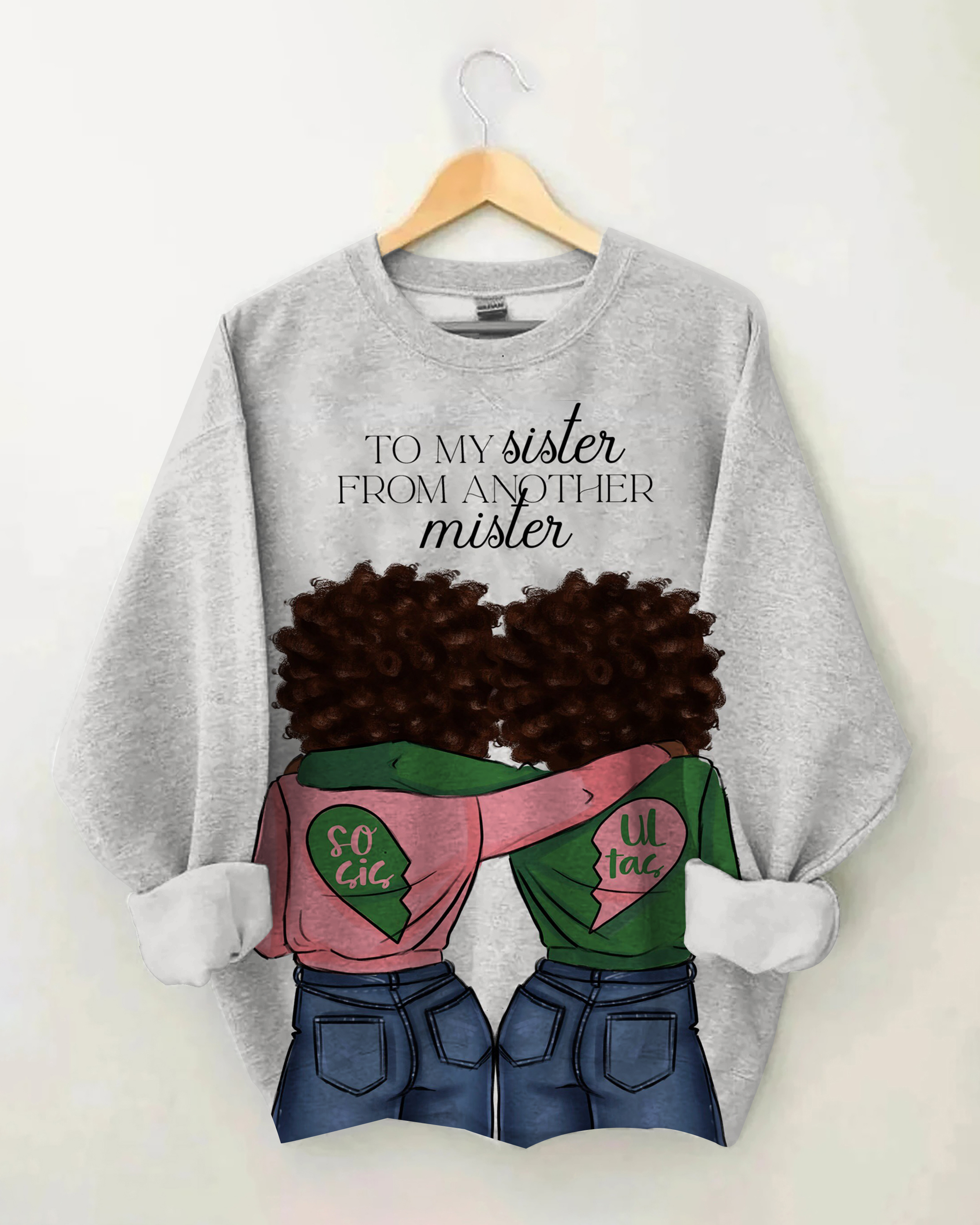 Pink & Green Sorority Soul Sista Print Long Sleeve Sweatshirt