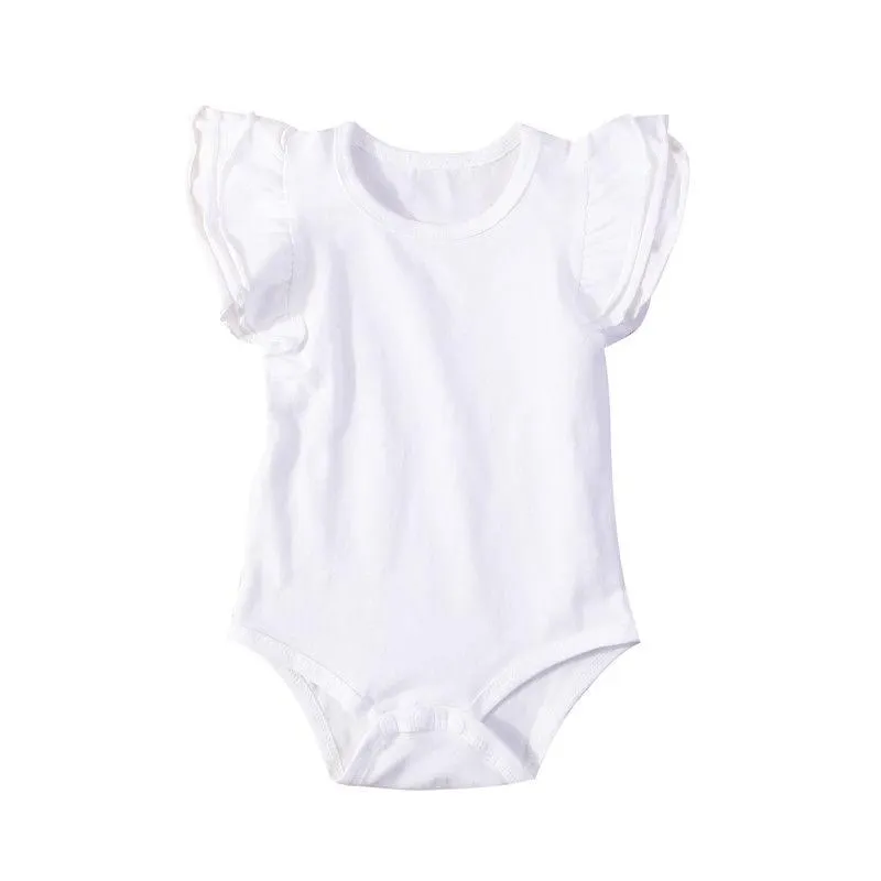 2018 Brand New Newborn Toddler Infant Baby Girl Boy Bodysuit Ruffled Sleeveless Outfits Jumpsuit Sunsuit Solid Wholesale Clothes