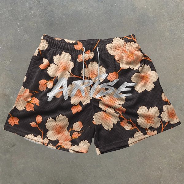 Sopula Fashionable Unisex Flower Graphic Casual Street Mesh Shorts - SOPULA
