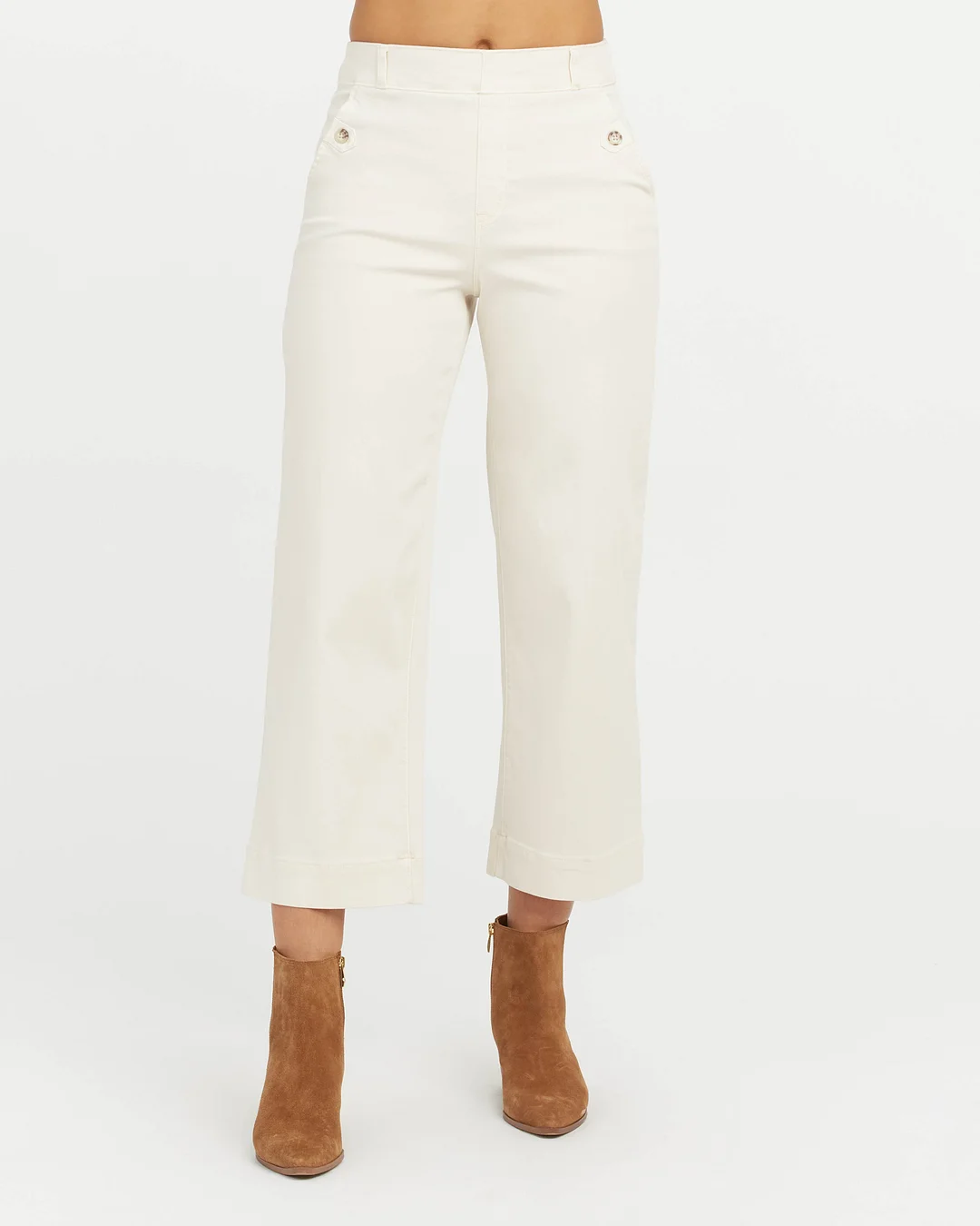 Stretch Twill Cropped Wide Leg Pant