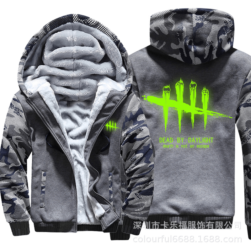 Dead By Daylight Camo Jacket Winter Thicken Hoodie Coat 4364