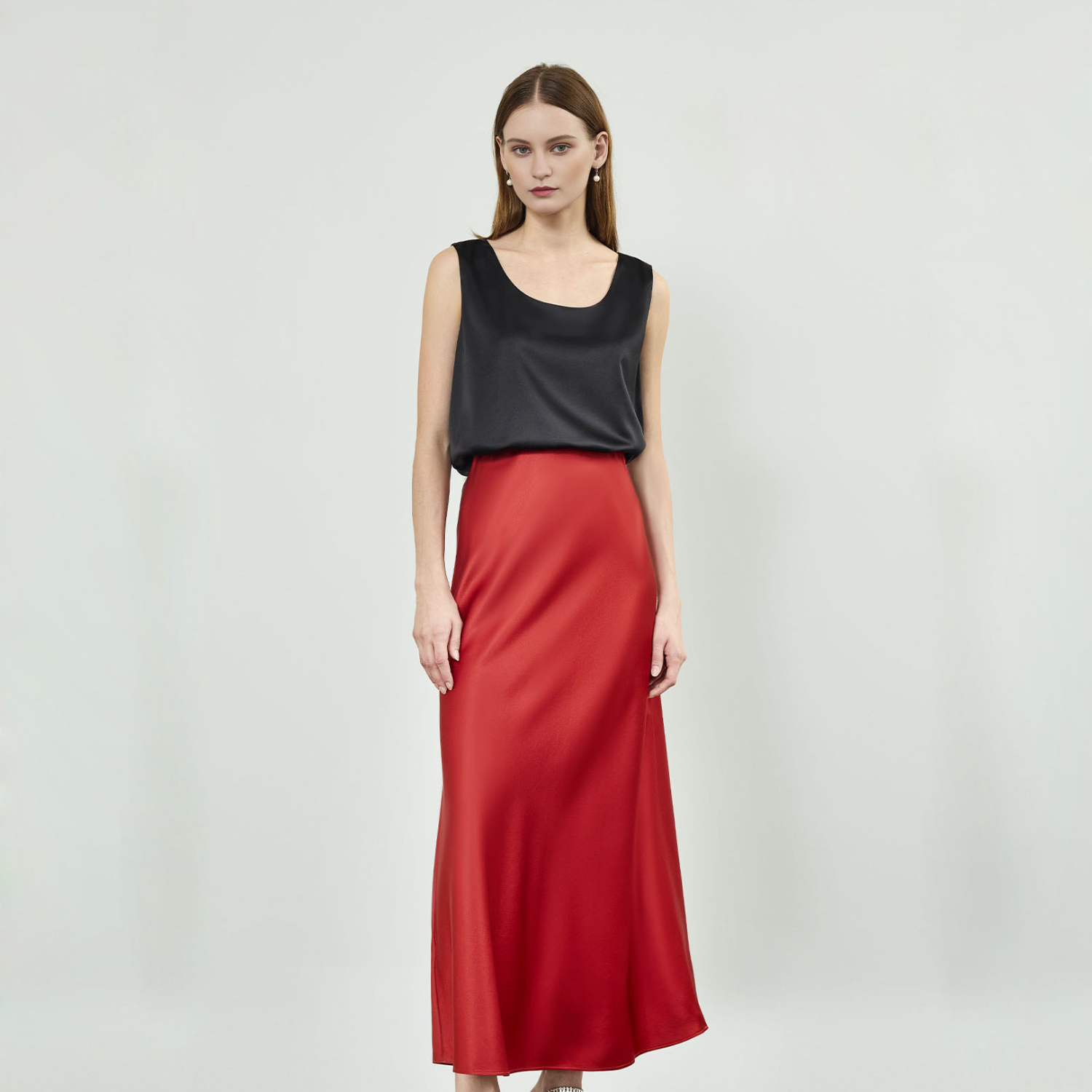 22MM Stretch Sectional Mulberry Silk Bias-Cut Long Skirt for Women REAL SILK LIFE