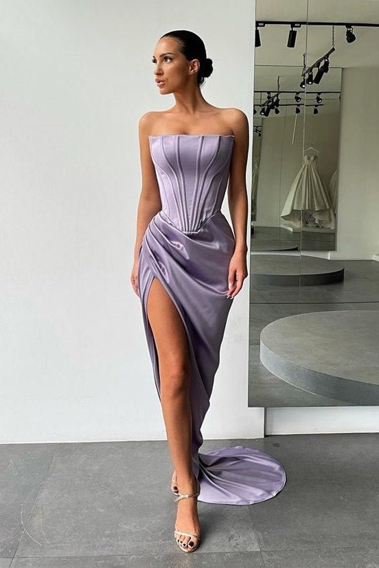 Amazing Strapless Long Prom Dress Split Evening Party Gowns - lulusllly