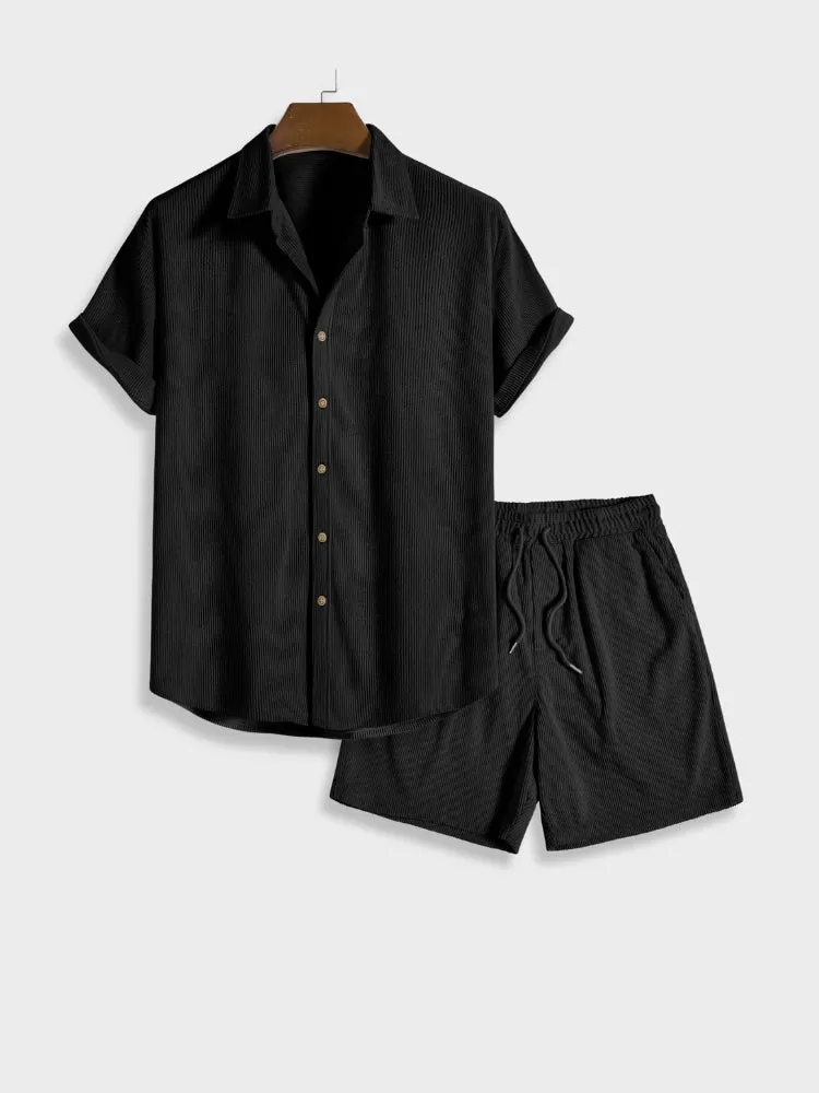 Men's Bordeaux Corduroy Co-Ord Set &ndash; Shirt and Shorts Summer &ndash; view 2