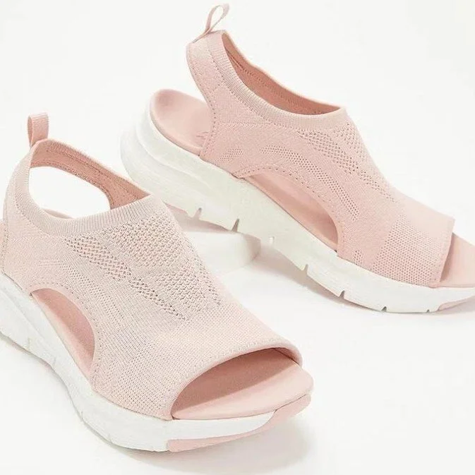 Breakj Breakj Sandals Women's Shoes Summer New Net Cloth Thick-Soled Soft Soles Casual Sports Women's Shoes Flat Sole Flying Fish Mouth Shoes