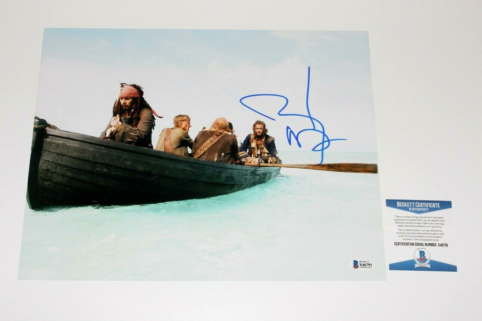 JOHNNY DEPP SIGNED PIRATES OF THE CARIBBEAN 11x14 Photo Poster painting BAS COA JACK SPARROW