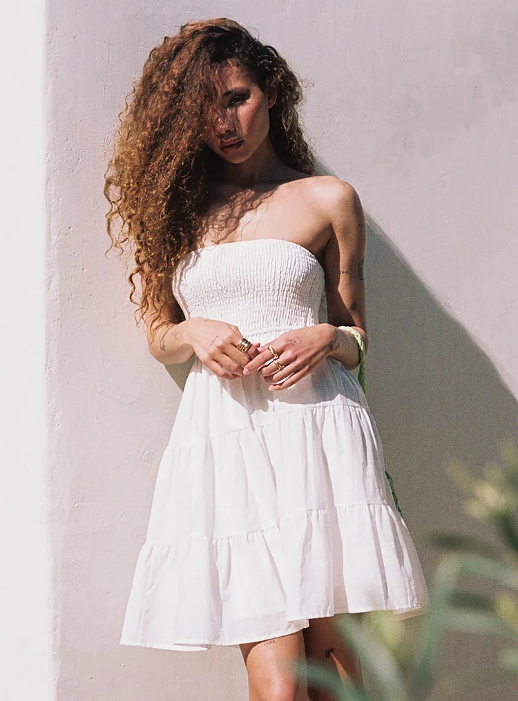 Fahy Strapless Mini Dress White