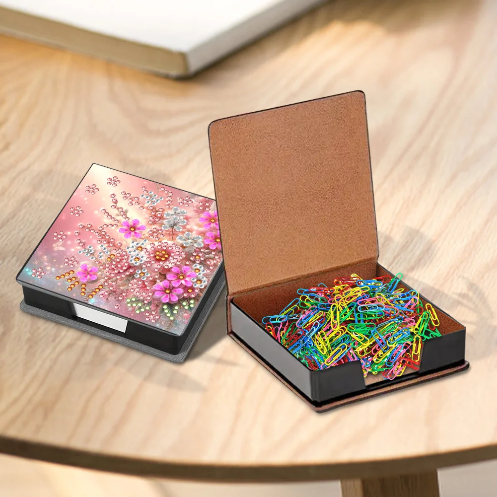 PU 5D Diamond Painting Kit Note Box DIY Diamond Art Notepad Box (Flower)