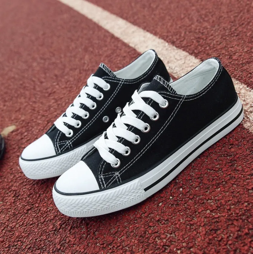2020 Women's Vulcanize Shoes Fashion Lace-up Solid Lovers Shoes Rubber Flat Canvas Shoes For Women Casual Sneakers Female Shoes