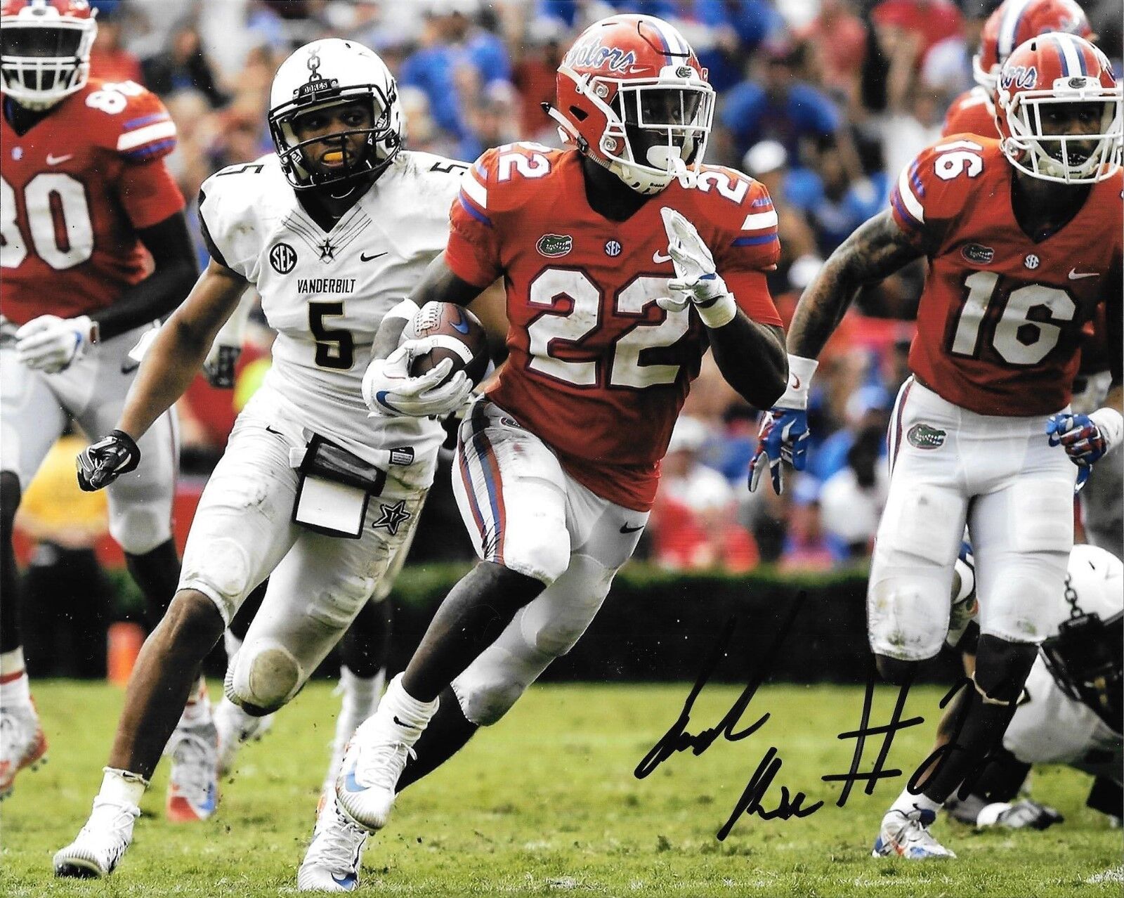 NEW YORK JETS LAMICAL PERINE HAND SIGNED FLORIDA GATORS 8X10 Photo Poster painting W/COA