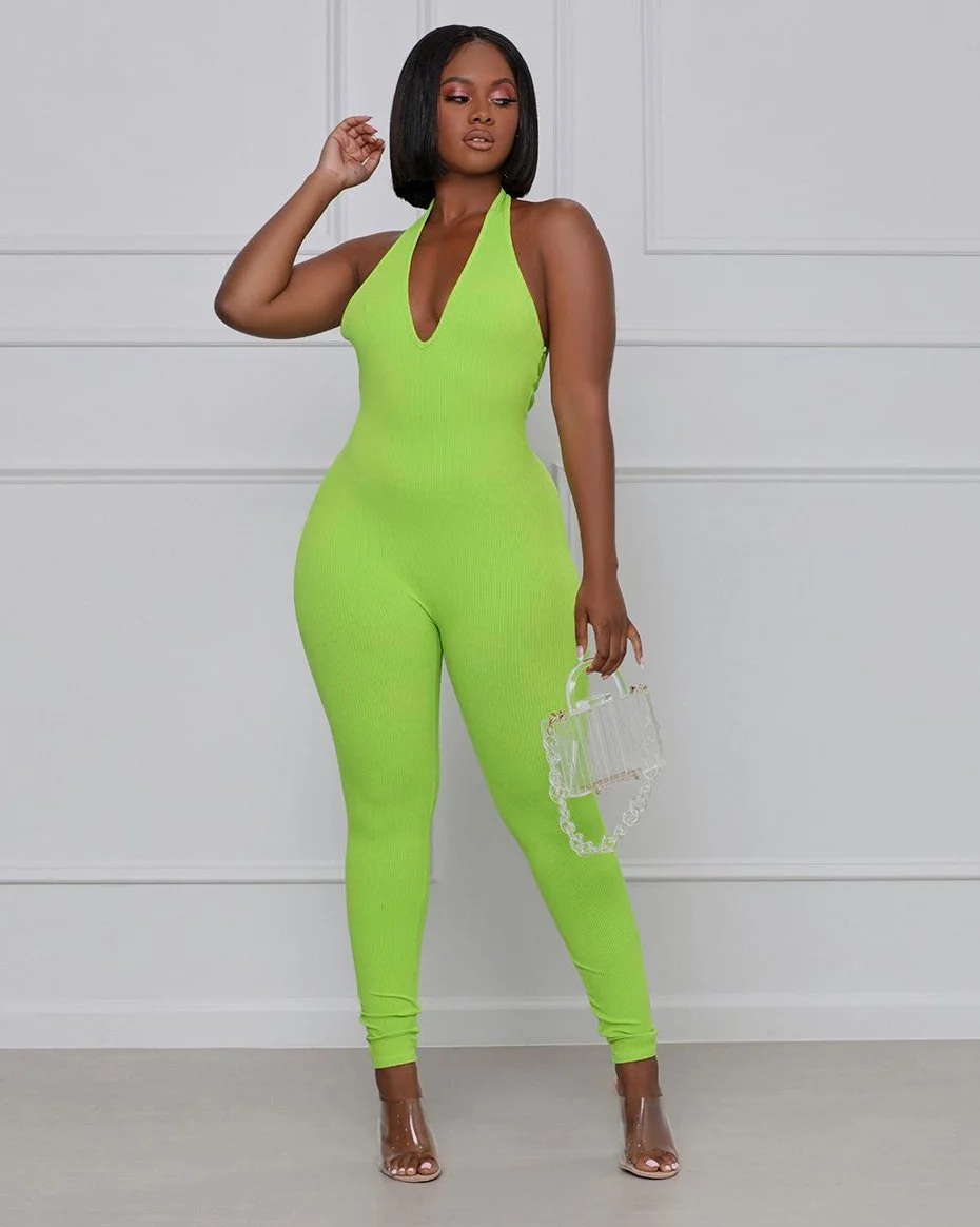 i'm into it ribbed halter jumpsuit