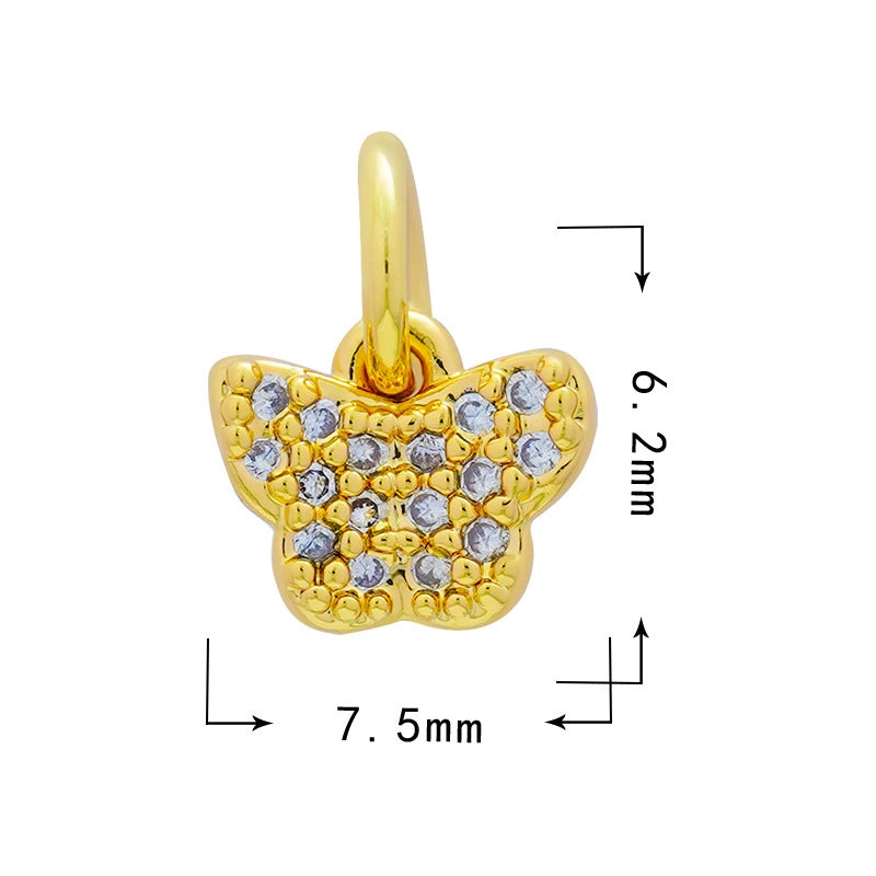 1 Piece 12*16mm Copper Zircon Star Heart Shape Butterfly Pendant Jewelry Accessories