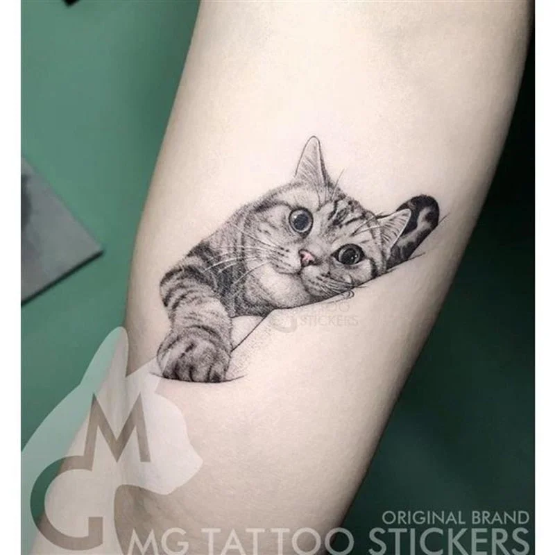 Tatoo Waterproof Cat Japanese Cute Pet Arm Semi Permanent Tattoo Cat Animal Funny Tattoo Sticker Temporary Tattoos for Men Women