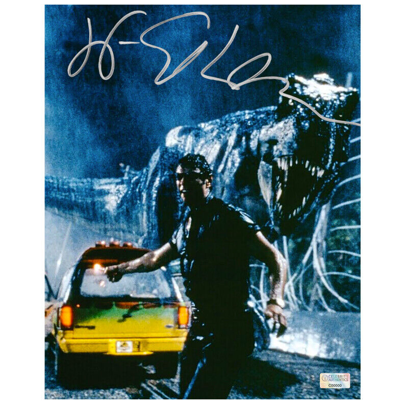 Jeff Goldblum Autographed Jurassic Park T-Rex Scene 8x10 Photo Poster painting