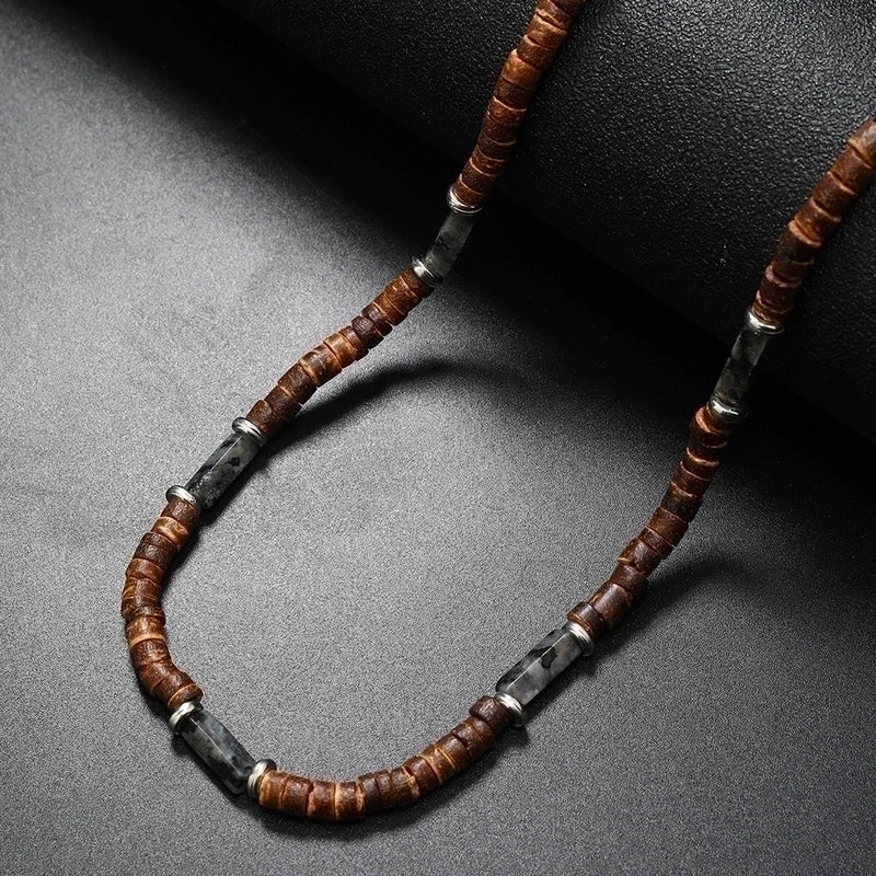 Ethnic Style Geometric Alloy Natural Stone Coconut Shell Beaded Men’s Necklace