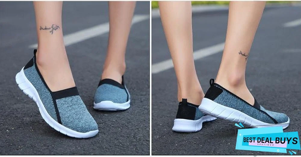 Women Slip On Loafers Plus Size Breathable Mesh Ballet Sneakers Flat Shoes