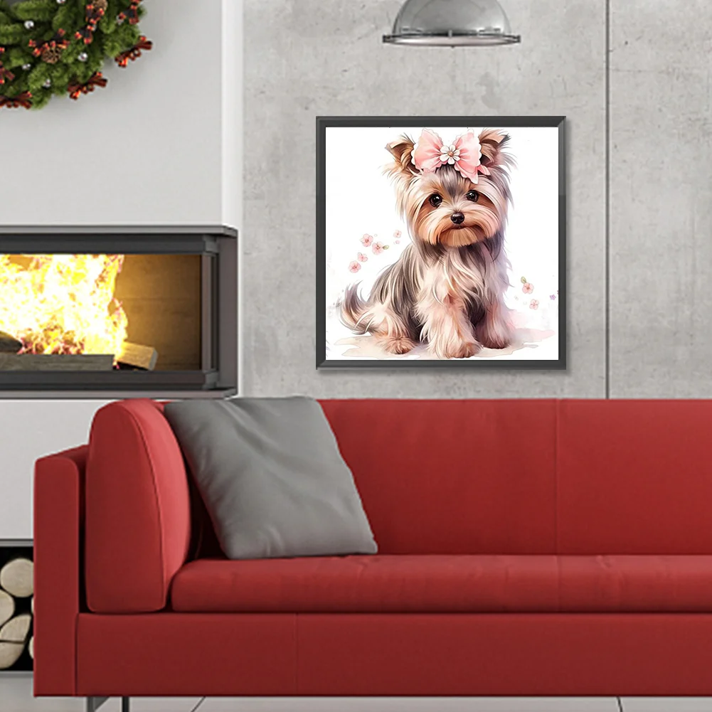 Diamond Painting - Full Round Drill - Yorkshire Puppy(Canvas|30*30cm)