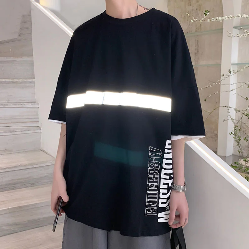 Mens street style laser reflective T-shirt Techwear Shop