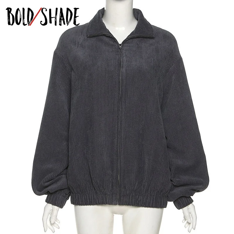 Bold Shade Urban Style Grunge Oversized Coats ZIpper Long Sleeve Thick Warm Vintage Jackets Streetwear Y2K Fashion Coats Winter