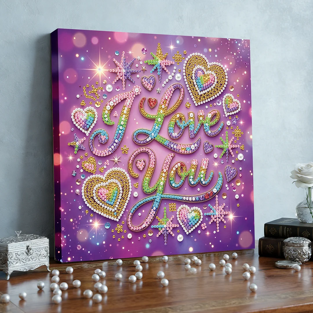 I Love You - DIY Pearl Diamond Art Kit With Frame 25*25cm