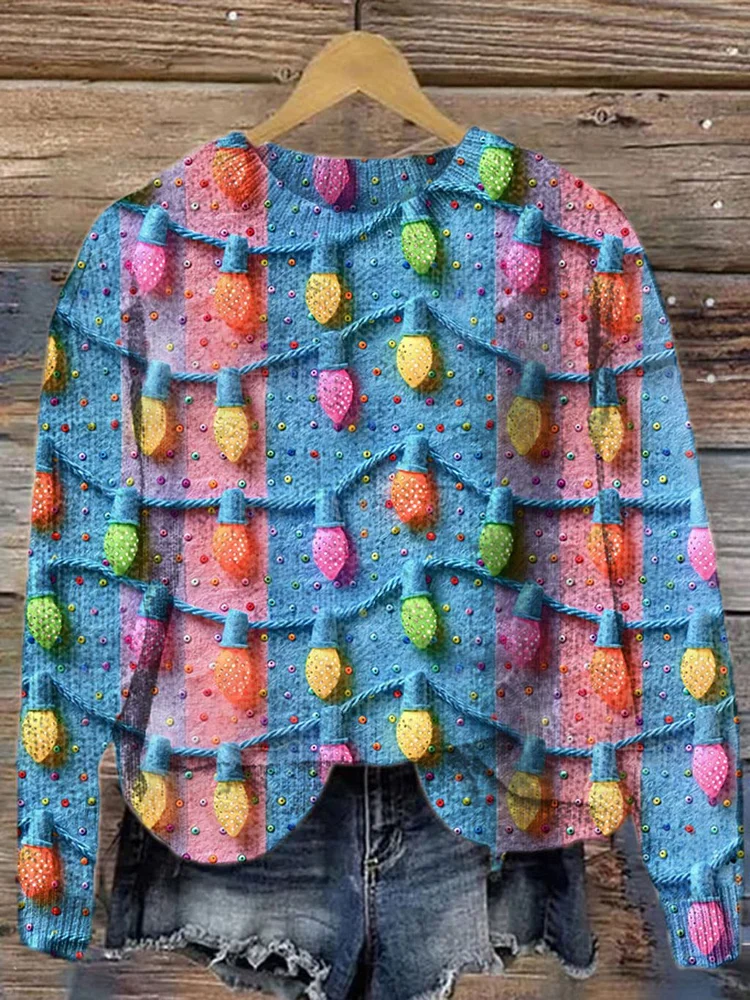 Women's Christmas Colorful Latern Knitted Sweater
