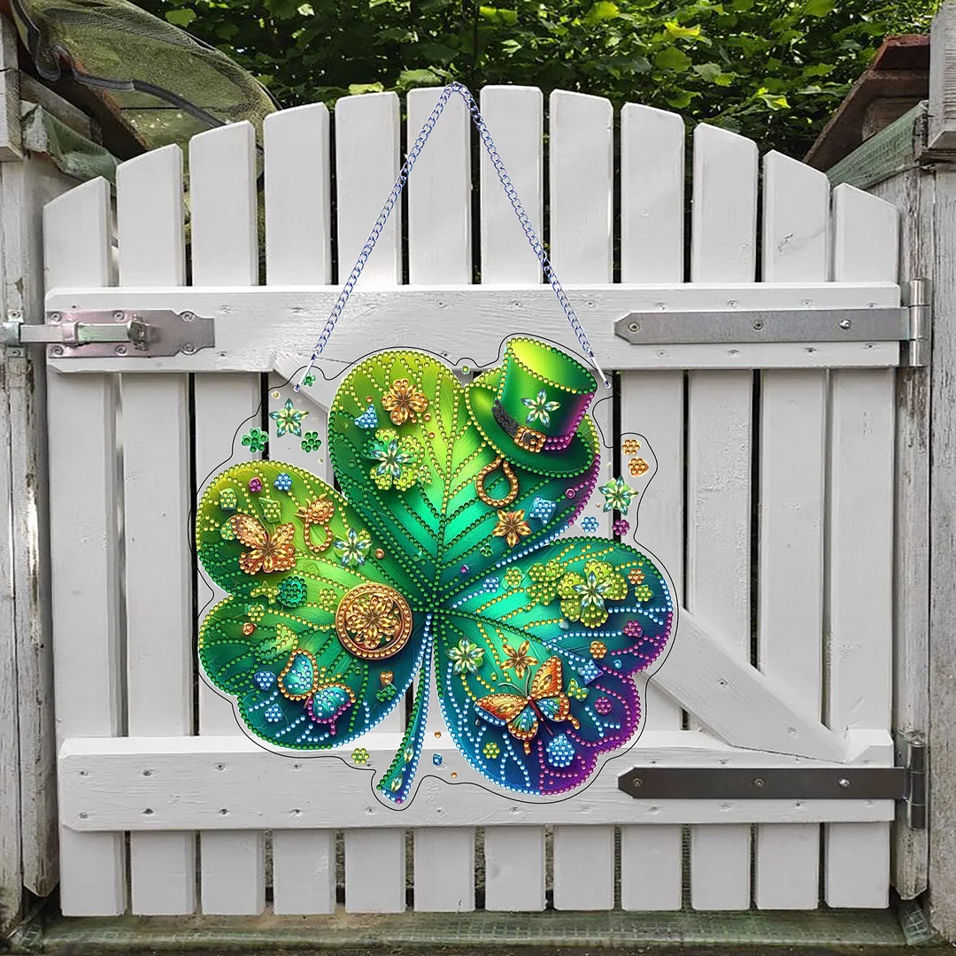 St. Patrick s Day 2 DIY 2D Flat Acrylic Diamond Painting Dots Pendant for Adults