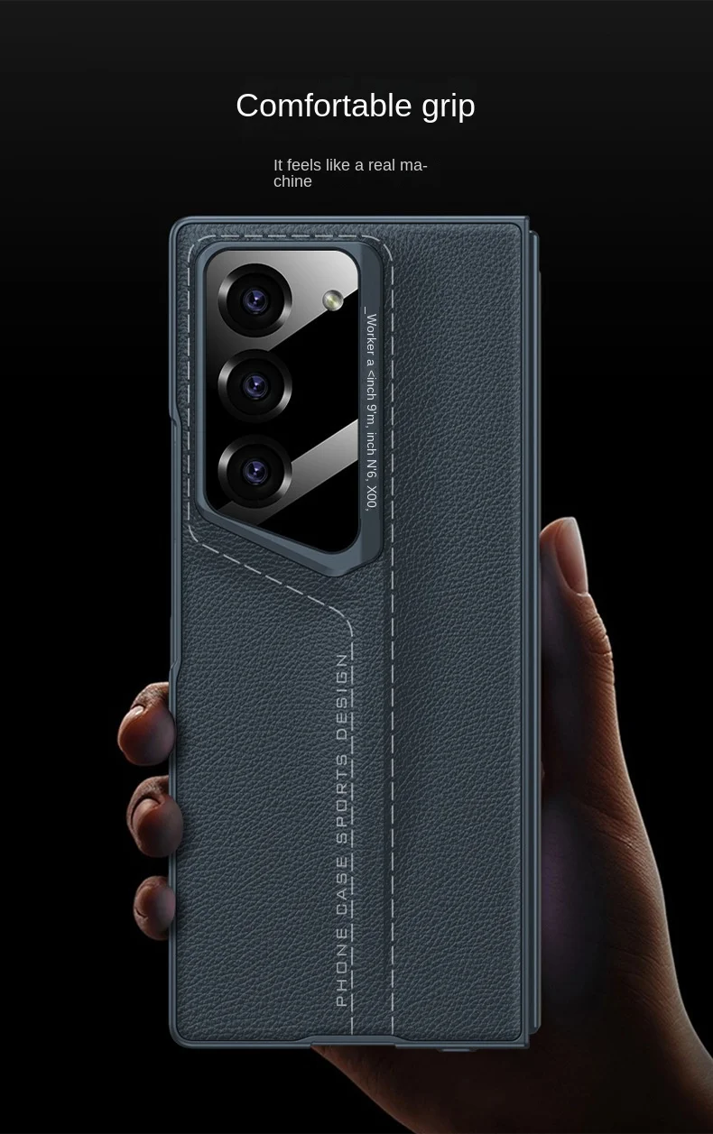 Samsung Z Fold6 mobile phone case plain leather blade shell film Porsche supercar folding screen anti-fall protective cover