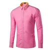 Men's Fashionable Collar Embroidered Solid Color Long Sleeve Loose Shirt