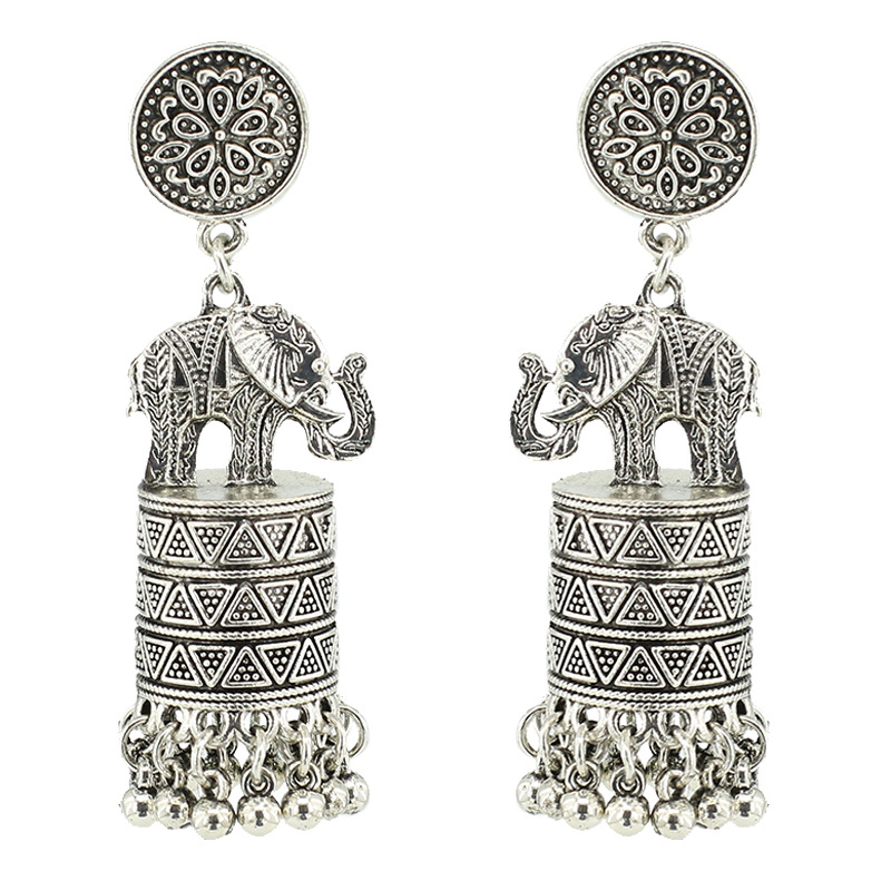 Vintage Fashion Ethnic Elephant Tassel Earrings-coollova:luchamp