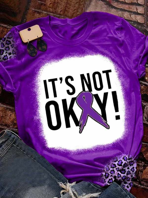 It's Not Okay Domestic Violence Awareness Leopard Print T-Shirt