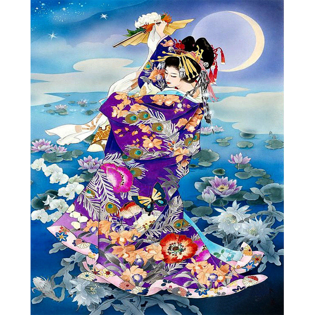 

45*55CM - Round Drill Diamond Painting - Japanese Geisha, 501 Original