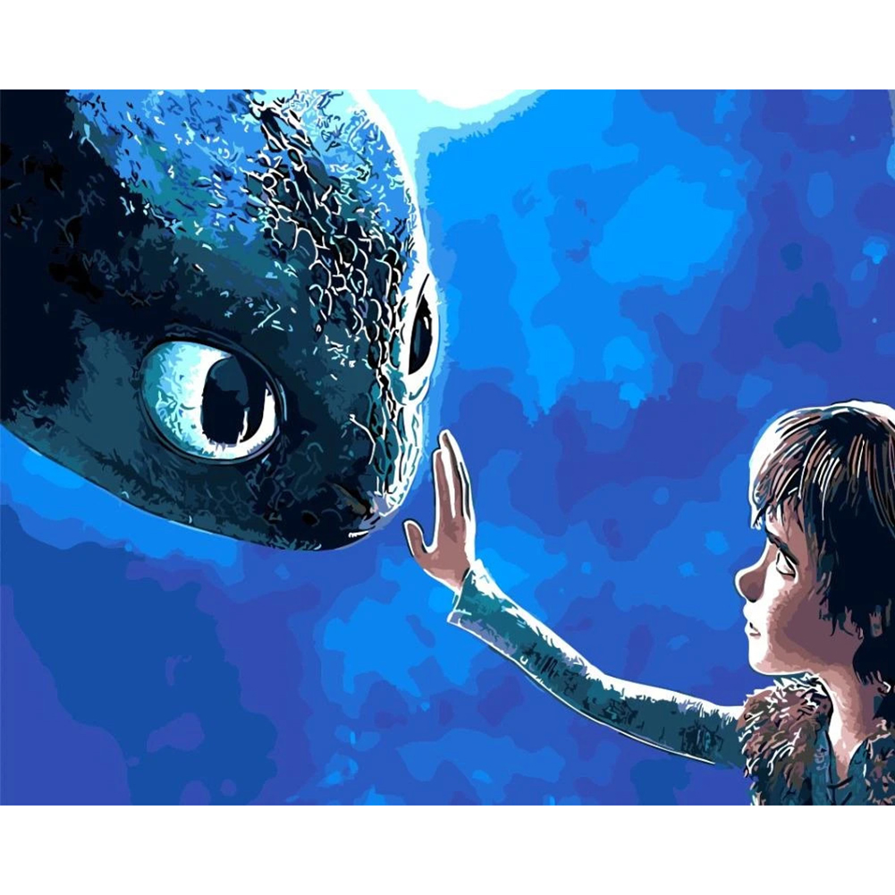 

50*40cm - Painting By Numbers - Man and Dragon, 501 Original