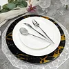 10 Pack | Marble Disposable 13" Charger Plates, Cardboard Serving Tray, Round with Leathery Texture - Black/Gold - 1100 GSM