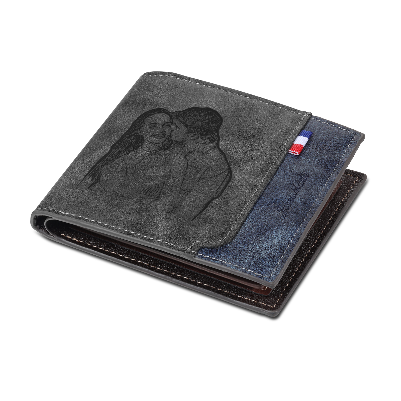 Portefeuille Classique 1 Prénom et Lettre Personnalisés avec Photo Porte-Monnaie Carte