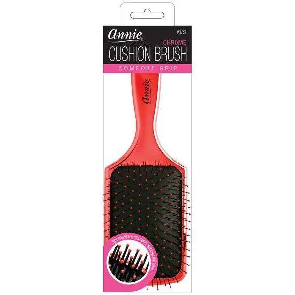 Annie Chrome Cushion Paddle Brush Nylon Bristle