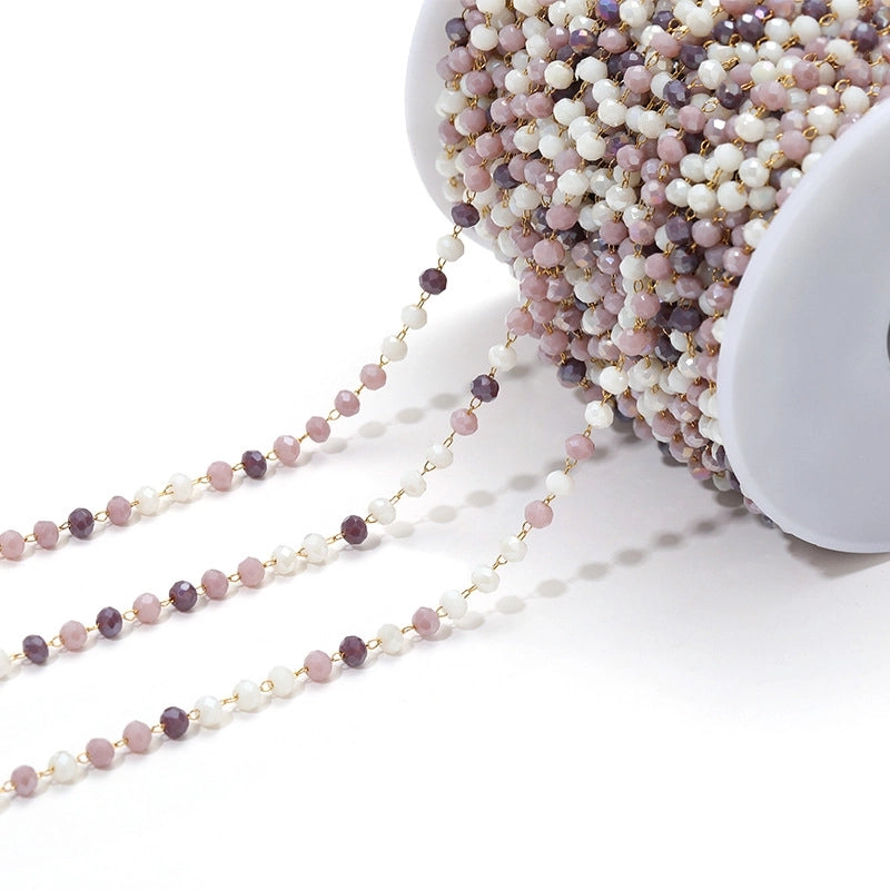 3mm Stainless Steel Amethyst Bead Chain Handmade Chain Tassel Decorative Chain DIY Necklace Bracelet Jewelry Accessories