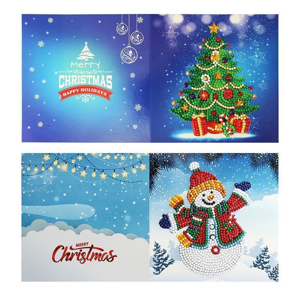 8pcs DIY Special Shaped Diamond Painting Christmas Card Gift