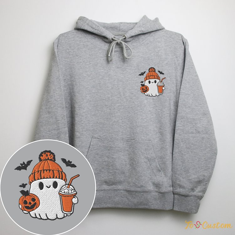 TOSCUSTOM™ Ghost Ice Coffee Cheap Personalized Hoodies Embroidered Ghost Hoodie 