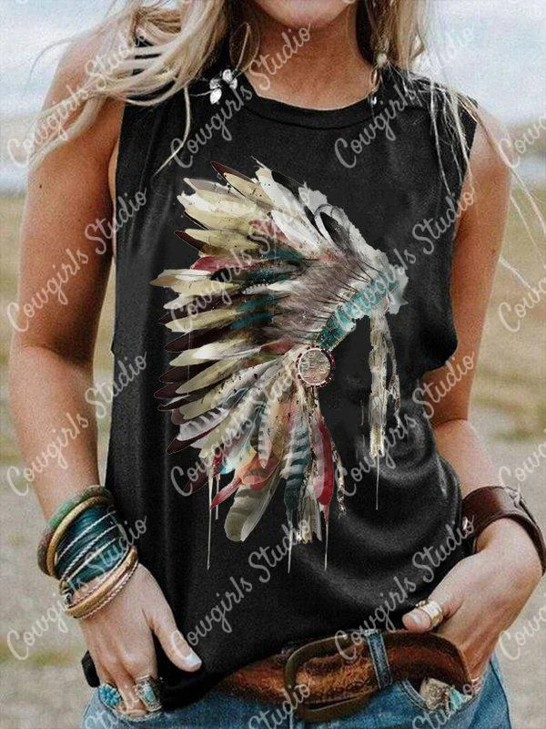 Western Native American Feather Element Vest