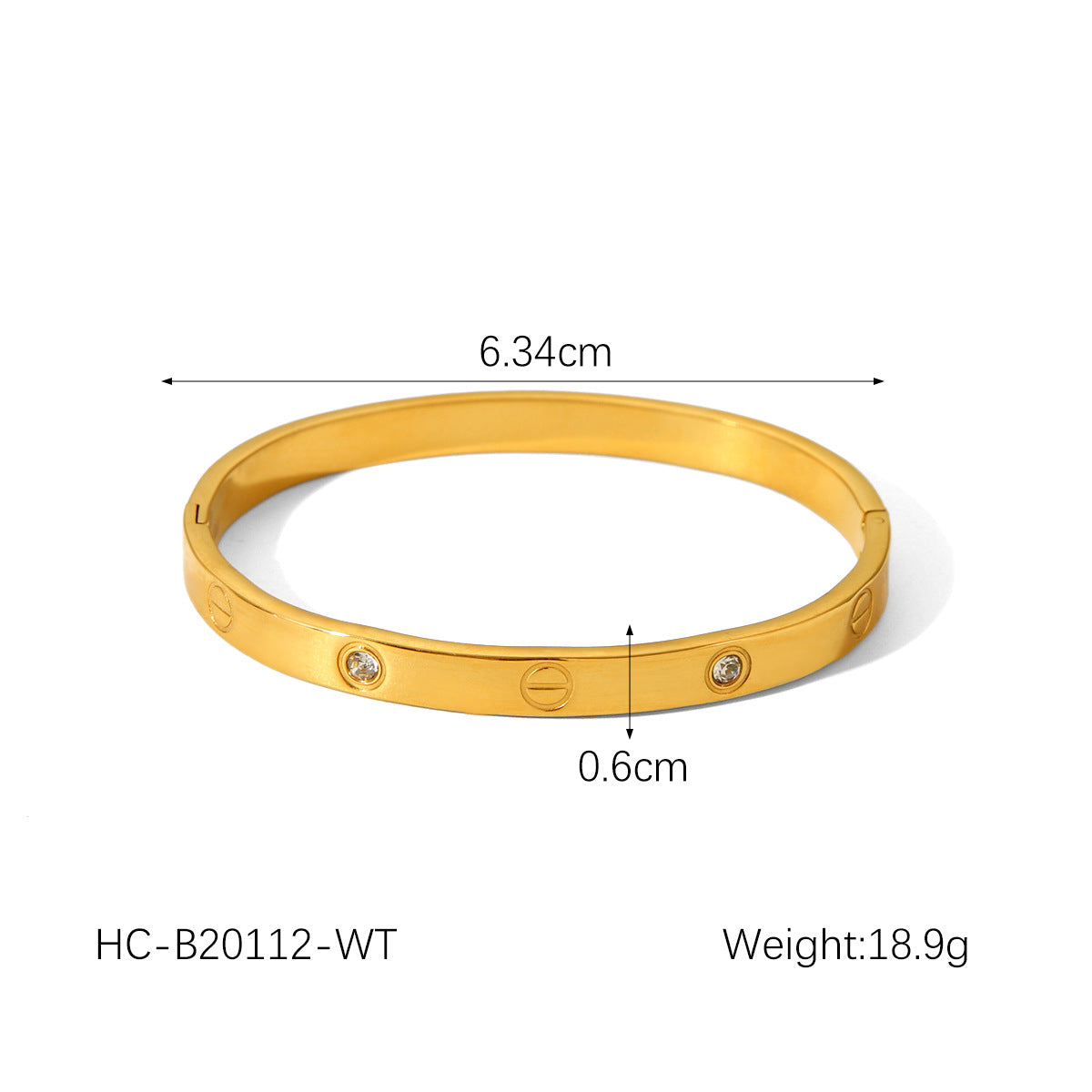 IG Style Round Stainless Steel Diamond Inlay Bangles