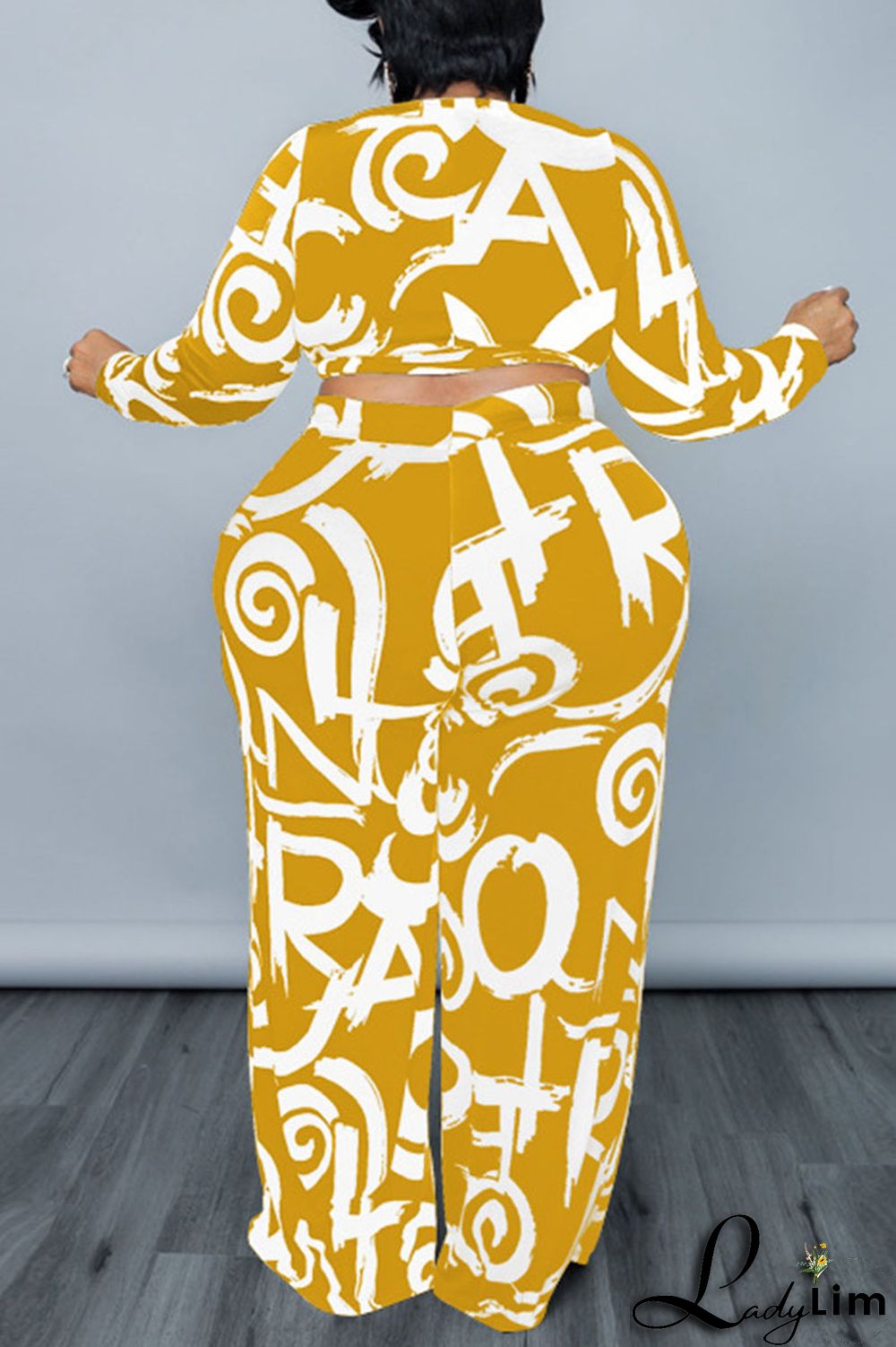 Tibetan Blue Casual Print Bandage Patchwork O Neck Plus Size Two Pieces